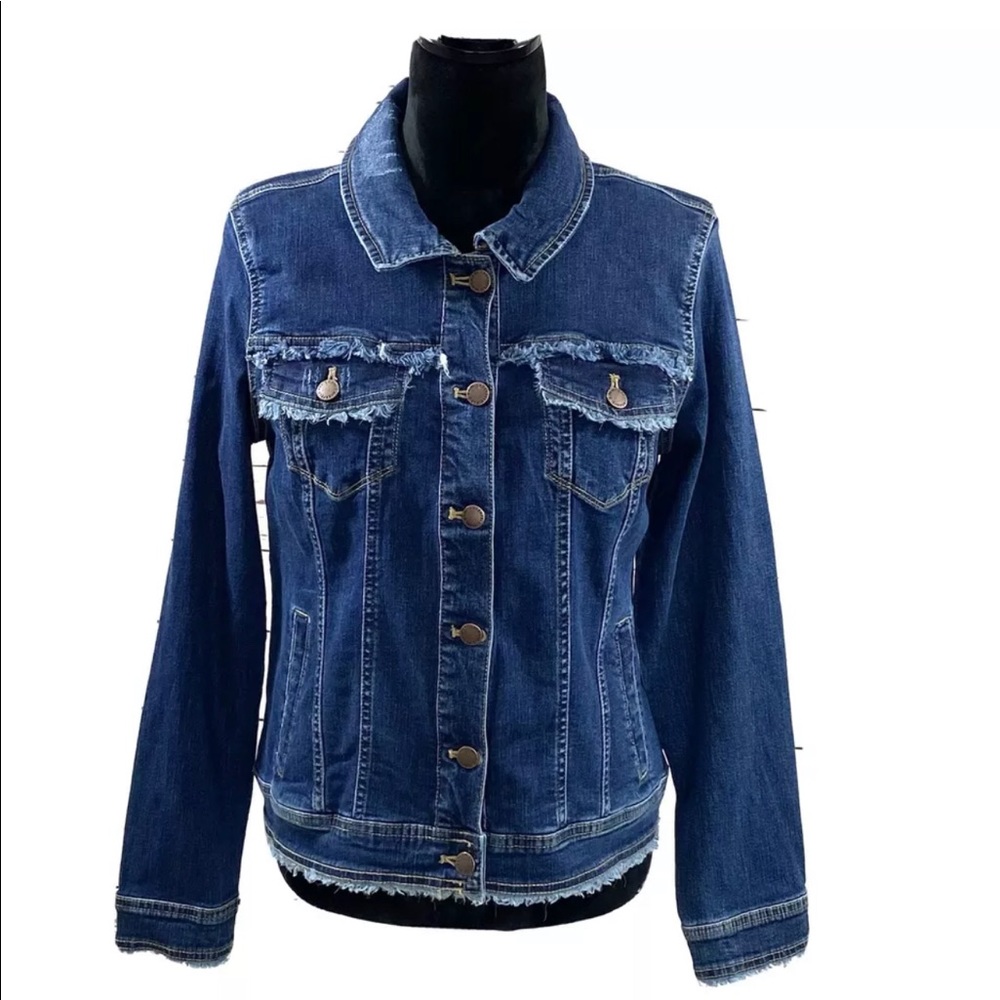 NEW Karl Lagerfeld Paris Denim Jacket frayed M